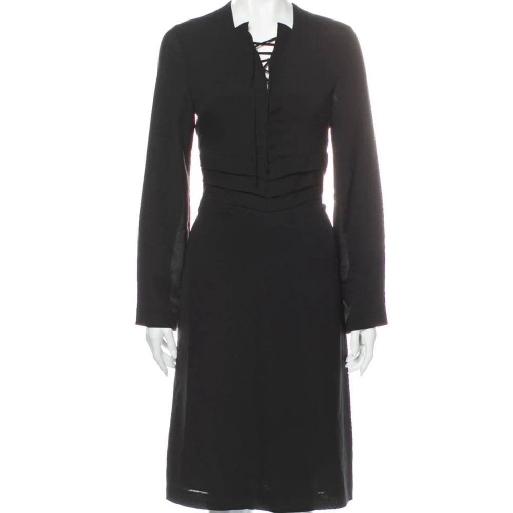 IRO Black Long Sleeve Dress with Lace-Up Detail